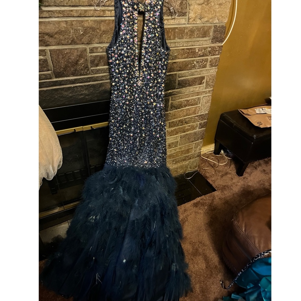 Prom Dress Bedazzled & Feather